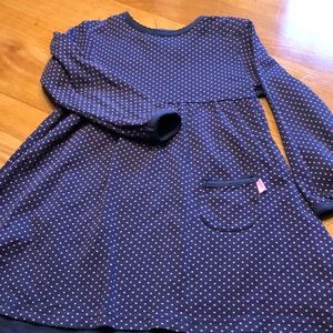 JoJo Maman Bebe dress3-4 years. Navy with pink dots